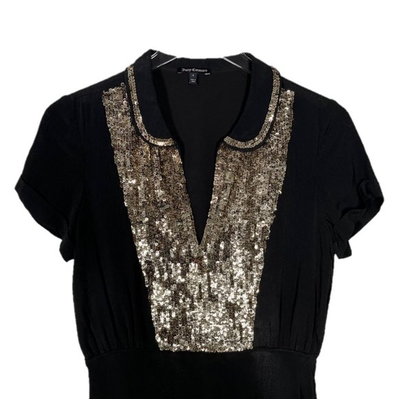 Juicy Couture Tuxedo Panel Sequin Mini Dress Size 4 - Picture 2 of 5